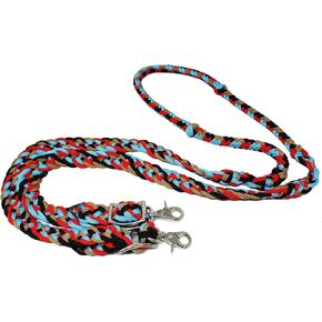 CHALLENGER Horse Western 8' Long Nylon Braided Knotted Barrel Roping Reins Tack 607507
