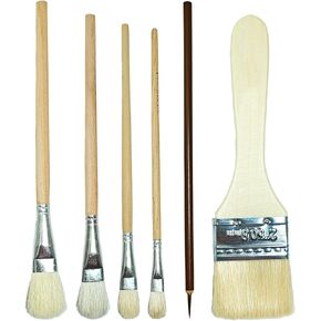 6 Brushes for Painting, Pottery Glaze Brushes, Watercolor Wool Paintbrush Set, Pottery Tools, Art Painting Supplies for Students, Adults, Kids
