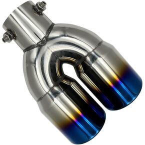 2.5 inch 6.3cm Universal Dual Exhaust Tip Stainless Steel Muffler Tail Pipe For Car Pickup trucks (Black Straight)