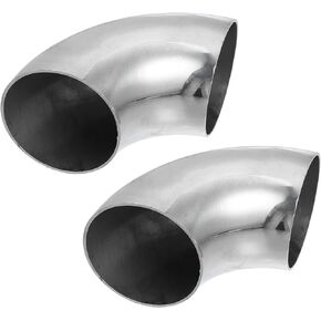 X AUTOHAUX 2pcs OD 2 Inch 90 Degree Mandrel Bend Elbow SS304 Stainless Steel Bend Tube Exhaust Elbow Pipe for Car Modified Exhaust System 2" Piping Silver Tone