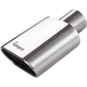 Upower Square Exhaust Tip 2.5" Inlet 3" x 5.5" Outlet 9" Long Chrome Stainless Steel Polished Diesel Pipe Weld-On