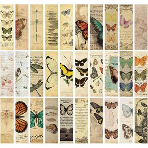 Vintage Style Bookmarks for Women Men, 30PCS (Butterfly)