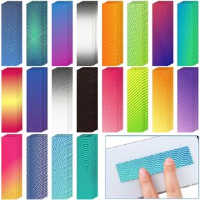 Crtiin 100 Pcs Sensory Strips Anxiety Calm Stickers Fidget Stress Breathing Stickers Sensory Stickers Different Textures Rough Tactile Tape for Kids Adults Desk Anxiety Relief(Bright)