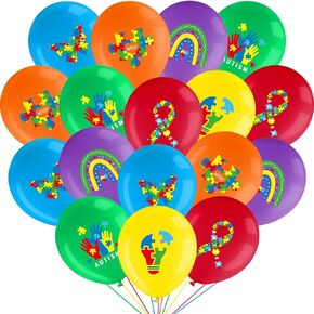 Threan 54 Pcs Autism Balloons 12 Inch Autism Awareness Day Balloon Set Autism Fundraising Latex Balloons Colorful Puzzle Piece for Autistic World Autism Awareness Day Fundraisers Events Supplies