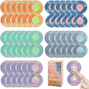 Calm Strips for Anxiety Sensory Stickers 50pcs and Spiky Sensory Rings 10pcs Special Sensory Stickers Two Texured Calming Strips Combined with Breathing (Colorful)