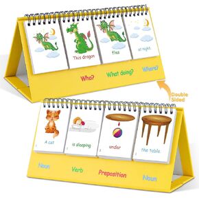 Sentence Building Flip Chart for Kids,Speech Autism Therapy Learning Materials for Preschool Kindergarten Elementary Special Classroom Must Haves, Essentials Supplies for Homeschool