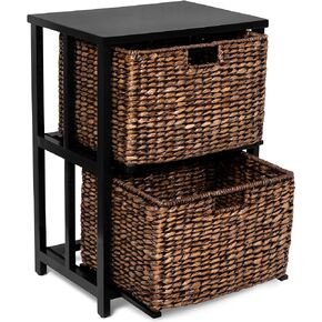 BIRDROCK HOME 2 Tiered File Cubby w/Wood Top - File Cabinet, Home Office Storage, Nightstand, Decorative Wooden Organizer | Desk, Modern Table, Shelves, Side Table, Craft Furniture - Brown Wash