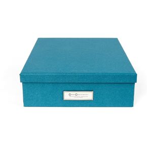 Bigso Box of Sweden Oskar Fiberboard Label Frame File Organizer Document Letter Box for Important Paperwork | Document Storage Box with a Lid & Metal Label Window | 3.3" x 10.2" x 13.8" | Dark Grey