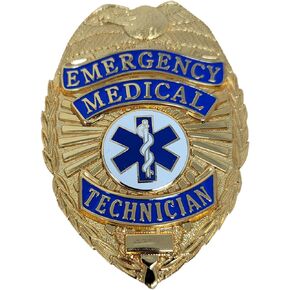 EMT Emergency Medical Technician Badge – Premium Gold Metal White and Blue Print