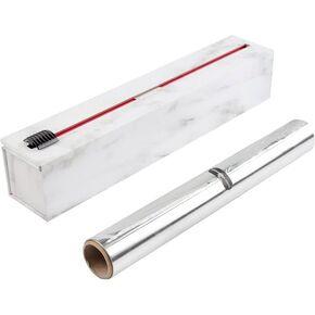 ChicWrap Carrera Marble Refillable Foil Dispenser - Includes 12"x 30' Roll of Professional Aluminum Foil - Reusable Dispenser w/Slide Cutter - Ideal Dispenser & Saves Money