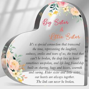 Inspirational Gifts for Women Sister Acrylic Paperweight Heart Inspiring Gifts for Bestie Sisters Coworkers Friendship Keepsake Sign for Desk Table Book Shelf Work Decor