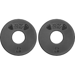 Micro Gainz Standard 1-Inch Center Hole Weight Plates, Set of 2  Black Fractional Plates Choose Set (.25LB-1.25LB), Designed for Standard 1-inch Barbells & Dumbbells, Made In USA