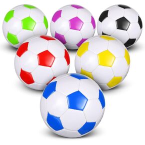 Deekin 6 Pcs Soccer Ball Bulk with Pump Teamwork Outdoor Sport Soccer Ball Bulk Game Training Soccer Ball for School Sport Teen Adult Child