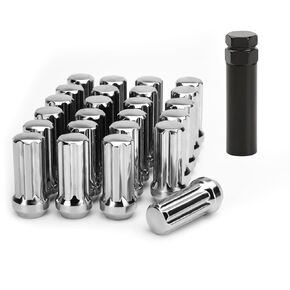 9/16-18 Black Spline Lug Nuts, 32pcs 9/16 x18 Aftermarket Wheel 2 inch Closed End Lug Nuts with 1 Socket Key for 2005-2011 Dakota, 2002-2010 Ram 1500, 1994-2011 Ram 2500, 1994-2011 Ram 3500