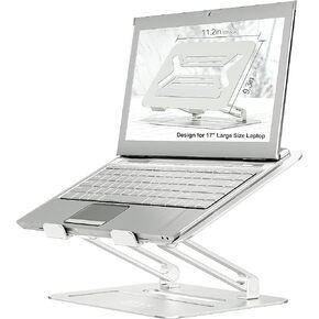 Urmust Adjustable Laptop Stand for Desk Aluminum Computer Stand for Laptop Riser Holder Notebook Stand Compatible with MacBook Air Pro Ultrabook All Laptops 11-17 inch (Black)