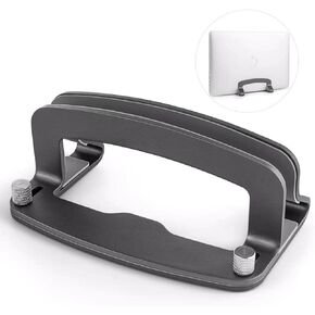 Aluminum Vertical Laptop Stand, MacBook Pro Laptop Vertical Stand Dock Holder with Adjustable Slot Fits All Laptops Notebook Tablets MacBook Air- Save Space & Improve Airflow, Grey