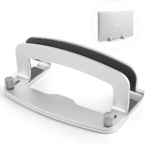 LOTEYIKE Aluminum Vertical Laptop Stand, MacBook Pro Laptop Vertical Stand Dock Holder with Adjustable Slot Fits All Laptops Notebook Tablets MacBook Air- Save Space & Improve Airflow, Silver in Kuwait