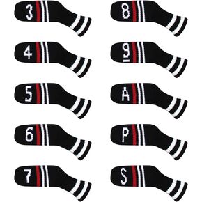 Scott Edward 10 Pcs Golf Club Head Covers for Irons Cuteness Basically Socks Shape Washable Durable Golf Club Head Protector Double Sided Knit for All Brands Callaway, Ping, Taylormade, Cobra Etc