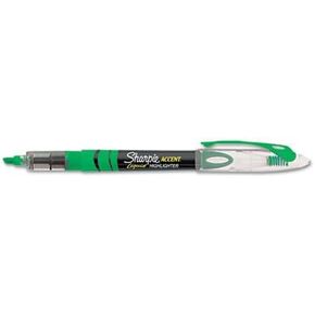 Sharpie Accent Liquid Pen Style Highlighter, Chisel Tip, Fluorescent Green, 12/Pk