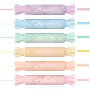 Candy Shape Highlighters, Assorted colors,Chisel Tip,Water Based,Quick Dry& Write Smoothly 6 Macaron Colors (CANDY HIGHLIGHTER)