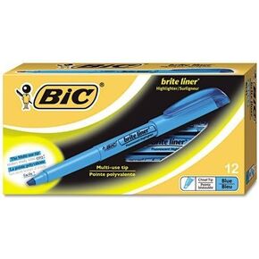 BIC Brite Liner Highlighter Chisel Tip Blue DOZEN (BL11-BE)