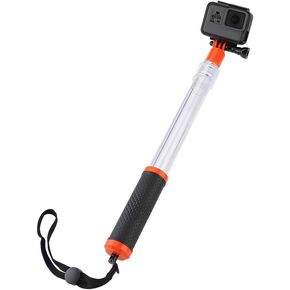Floating Extendable Selfie Stick Waterproof Transparent Floating Monopod - Extendable Selfie Stick for GoPro Hero 11 Black Hero 12/1110/9/8/7/6/5/ Osmo Action / Insta360