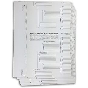 15 Generation Pedigree Chart | 10 Pack | Blank Genealogy Forms for Family History and Ancestry Work