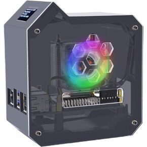 GeeekPi Mini Tower Kit for Raspberry Pi 5, Pi 5 Case with ICE Tower Cooler, 0.96'' OLED Module, GPIO 1 to 2 Expansion Board for Raspberry Pi 5 8GB 4GB