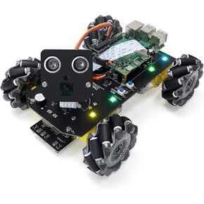 Freenove Mecanum Wheel Car Kit for Raspberry Pi 5 4 B 3 B+ B A+, Face Tracking, Line Tracking, Light Tracing, Obstacle Avoidance, Colorful Light, Ultrasonic Camera Servo (Raspberry Pi NOT Included)