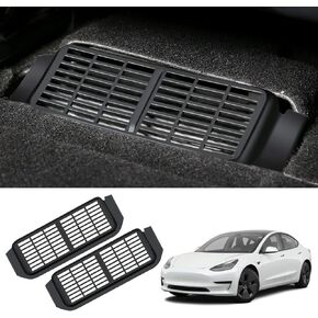 Compatible with Tesla Model 3 2017-2023 Under Seat Air Vent Cover Backseat Air Conditioning Outlet Vent Deflector Grille Protector Snap-in Installation Intake Grid Model 3 Accessories (2 pcs)
