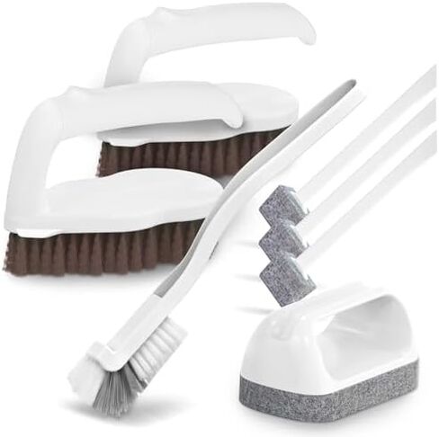 Holikme 7 Pack Deep Cleaning Brush Set, Scrub Brush, Grout Brush, Pool Brush, Scrub Pads with Scraper Tip Scouring Pads, for Pool Walls, Bathroom, Floor, Tub, Shower and Kitchen Surface (Black) in Kuwait