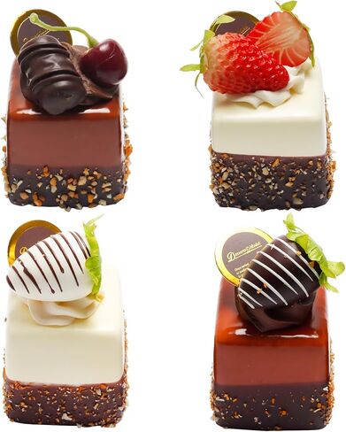 4 قطع من الكعك الاصطناعي الاصطناعي المختلط، نموذج تزيين الطعام، نموذج تزيين الطعام، دعائم صور المطبخ، كعكة مربعة in Kuwait