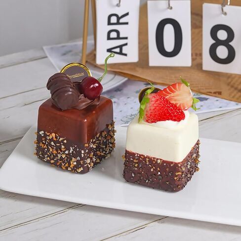 4 قطع من الكعك الاصطناعي الاصطناعي المختلط، نموذج تزيين الطعام، نموذج تزيين الطعام، دعائم صور المطبخ، كعكة مربعة in Kuwait