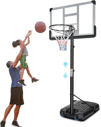 Portable Basketball Hoop Backboard System Stand Height Adjustable 6.5ft - 10ft with 44 Inch Backboard and Wheels for Adults Teens Outdoor Indoor Basketball Goal Game Play Set in Kuwait