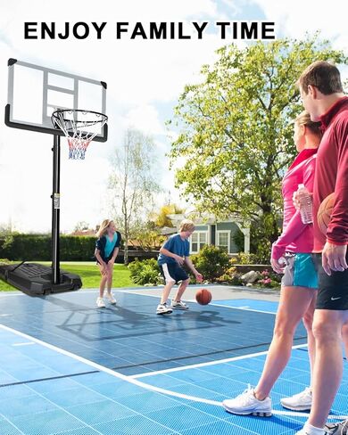 Portable Basketball Hoop Backboard System Stand Height Adjustable 6.5ft - 10ft with 44 Inch Backboard and Wheels for Adults Teens Outdoor Indoor Basketball Goal Game Play Set in Kuwait
