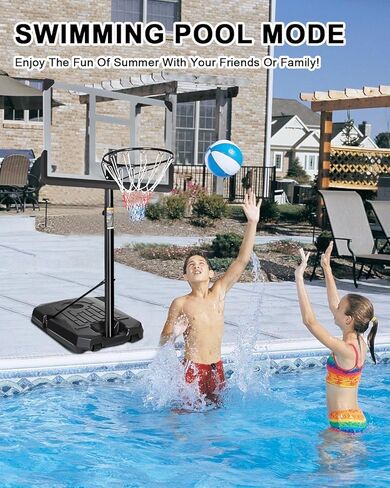 Portable Basketball Hoop Backboard System Stand Height Adjustable 6.5ft - 10ft with 44 Inch Backboard and Wheels for Adults Teens Outdoor Indoor Basketball Goal Game Play Set in Kuwait