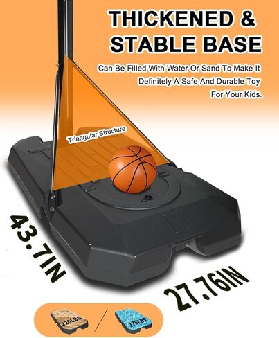 Portable Basketball Hoop Backboard System Stand Height Adjustable 6.5ft - 10ft with 44 Inch Backboard and Wheels for Adults Teens Outdoor Indoor Basketball Goal Game Play Set in Kuwait