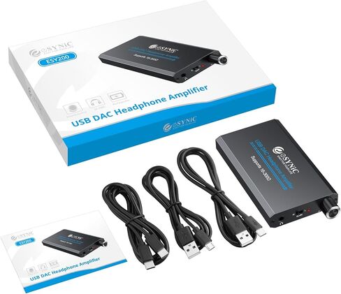 مضخم سماعة رأس eSynic احترافي USB C 16-300Ω محمول من النوع C سماعة رأس AMP قابلة لإعادة الشحن DAC مضخم صوت سماعة رأس يدعم إدخال النوع C ومخرج مقبس صوت 3.55 مم للهواتف المحمولة وما إلى ذلك in Kuwait