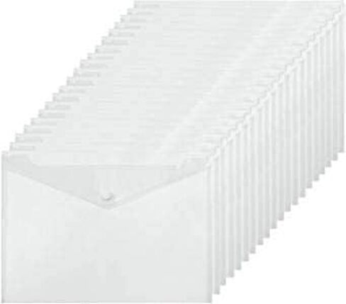 Plastic Envelopes, 24 Packs Clear File Folders with Snap on Button, Ideal A4 Paper Documents Organizers in Kuwait