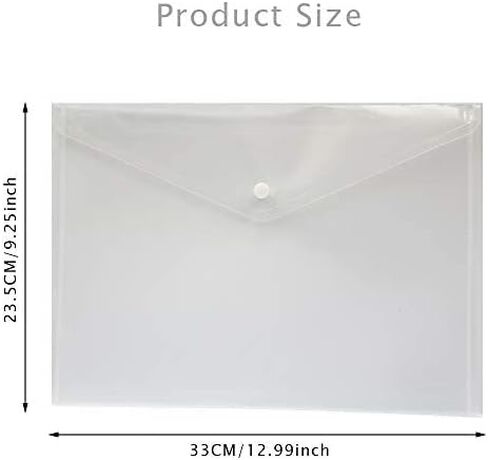 Plastic Envelopes, 24 Packs Clear File Folders with Snap on Button, Ideal A4 Paper Documents Organizers in Kuwait