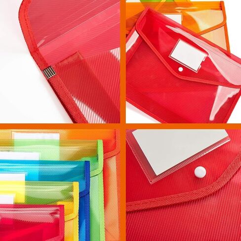 مجلدات ملفات بلاستيكية، 6 قطع من مظاريف حفظ الحقائب مقاس A4، مظاريف قابلة للتوسيع مقاومة للماء مع إغلاق سريع، منظم مستندات، حجم الرسالة، بوليستر ملون شفاف، محفظة للمكتب/الأعمال/المدرسة in Kuwait
