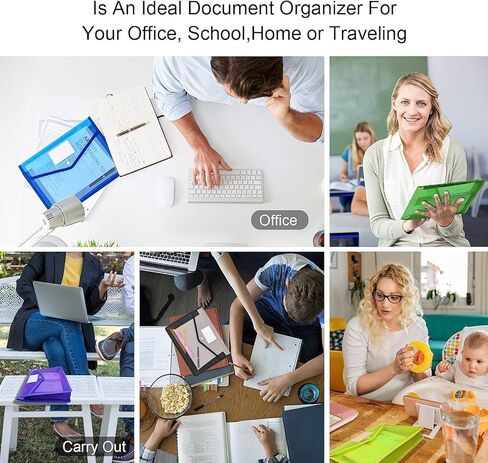 مجلدات ملفات بلاستيكية، 6 قطع من مظاريف حفظ الحقائب مقاس A4، مظاريف قابلة للتوسيع مقاومة للماء مع إغلاق سريع، منظم مستندات، حجم الرسالة، بوليستر ملون شفاف، محفظة للمكتب/الأعمال/المدرسة in Kuwait