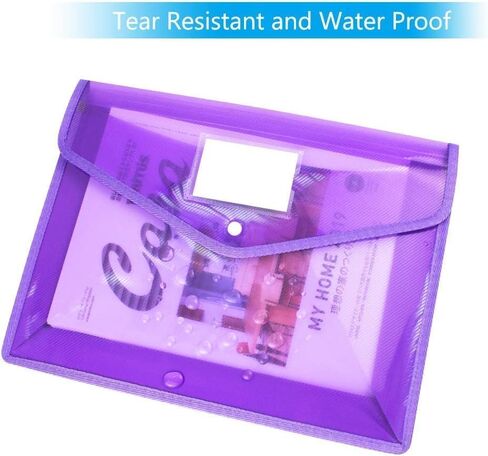 مجلدات ملفات بلاستيكية، 6 قطع من مظاريف حفظ الحقائب مقاس A4، مظاريف قابلة للتوسيع مقاومة للماء مع إغلاق سريع، منظم مستندات، حجم الرسالة، بوليستر ملون شفاف، محفظة للمكتب/الأعمال/المدرسة in Kuwait