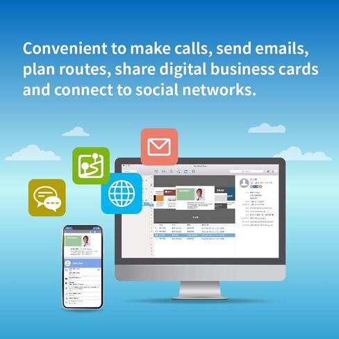 ماسح ضوئي لبطاقات العمل من PenPower WorldCard Cloud للنوافذ/Mac/الهاتف الذكي، حفظ وإدارة جهات الاتصال الخاصة بك عن طريق السحابة in Kuwait