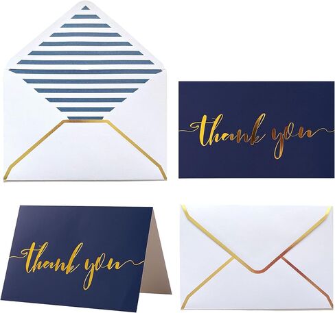 Heavy Duty Thank You Cards with Envelopes - 36 PK - Gold Thank You Notes 4x6 Inches Baby Shower Thank You Cards Wedding Thank You Cards Small Business Graduation Funeral Bridal Shower (Assortment) in Kuwait