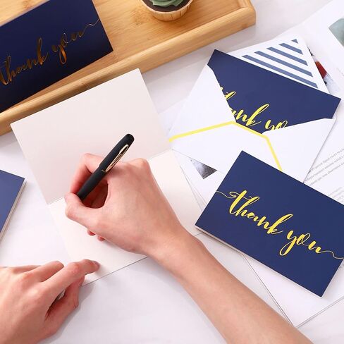 Heavy Duty Thank You Cards with Envelopes - 36 PK - Gold Thank You Notes 4x6 Inches Baby Shower Thank You Cards Wedding Thank You Cards Small Business Graduation Funeral Bridal Shower (Assortment) in Kuwait
