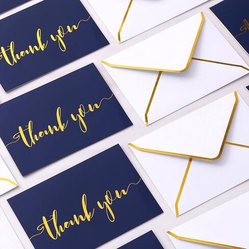 Heavy Duty Thank You Cards with Envelopes - 36 PK - Gold Thank You Notes 4x6 Inches Baby Shower Thank You Cards Wedding Thank You Cards Small Business Graduation Funeral Bridal Shower (Assortment) in Kuwait