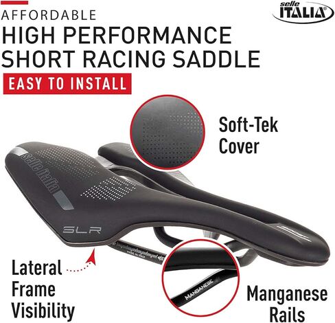 Selle Italia SLR Boost TM Superflow، سرج دراجة MTB ودراجة الطريق - للرجال والنساء، أسود in Kuwait