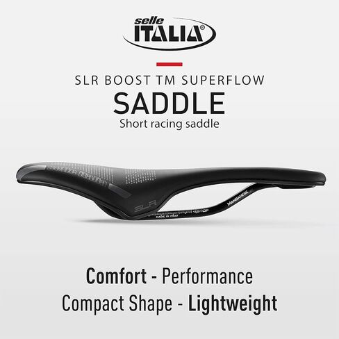 Selle Italia SLR Boost TM Superflow، سرج دراجة MTB ودراجة الطريق - للرجال والنساء، أسود in Kuwait