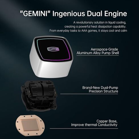 مبرد سائل لوحدة المعالجة المركزية PCCOOLER DE360 مع مضخة ARGB مزدوجة ومراوح تبريد قوية، مبرد سائل لنظام تبريد المياه AIO 360 مم TDP 310 وات لوحدة المعالجة المركزية Intel LGA115X/1200/1700/20XX، AMD AM3/AM4/AM5، أسود in Kuwait